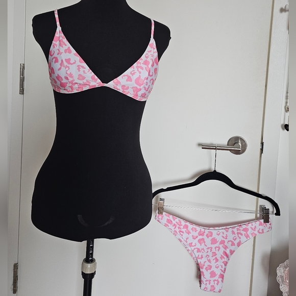 Other - Pink And White Animal Leopard Cheetah Print Bikini Set